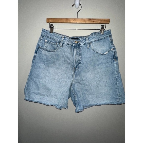 FIRST Assembly Blue Jean distressed Shorts w/ Raw Hem - Size 14 - Picture 1 of 3
